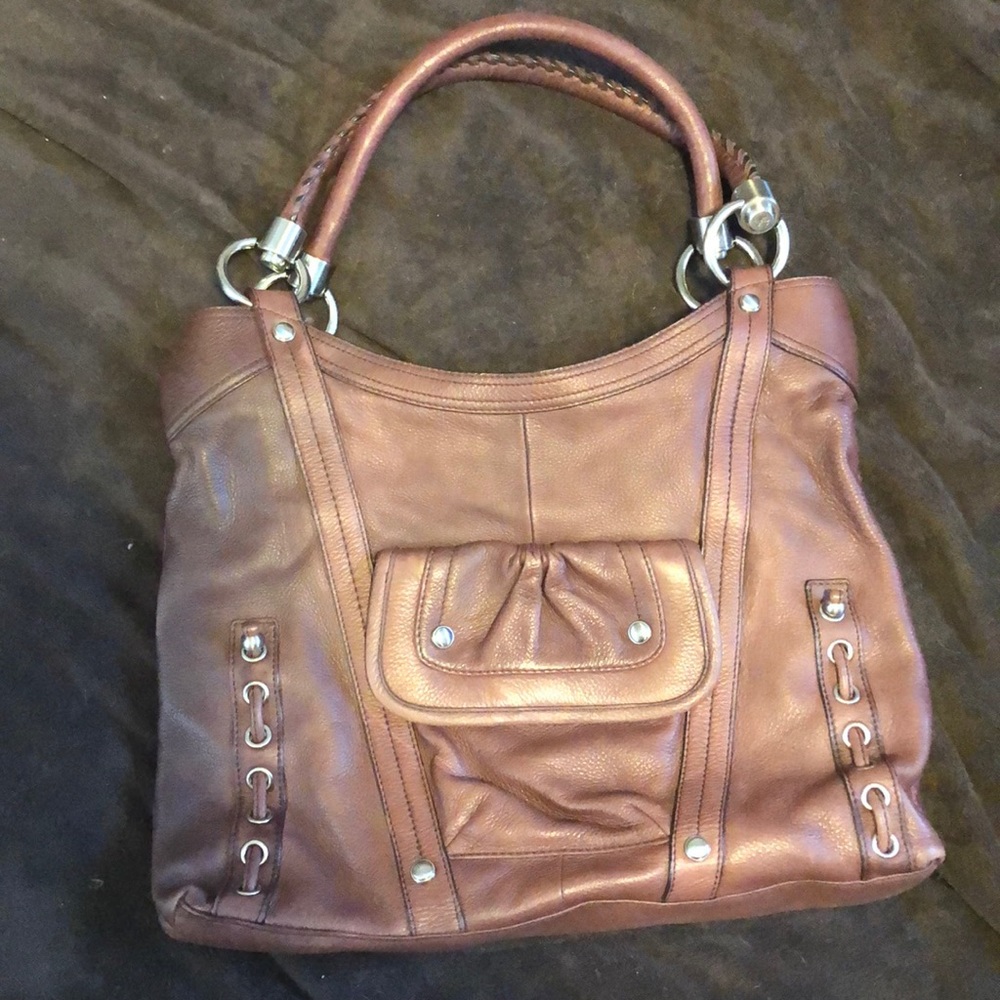 B. Makowsky light burgundy with silver hardware